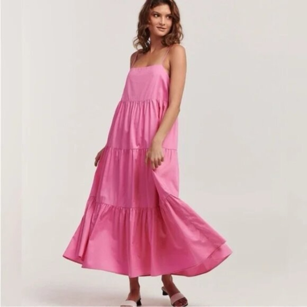 Anthropologie Vibrant Pink Maxi Dress